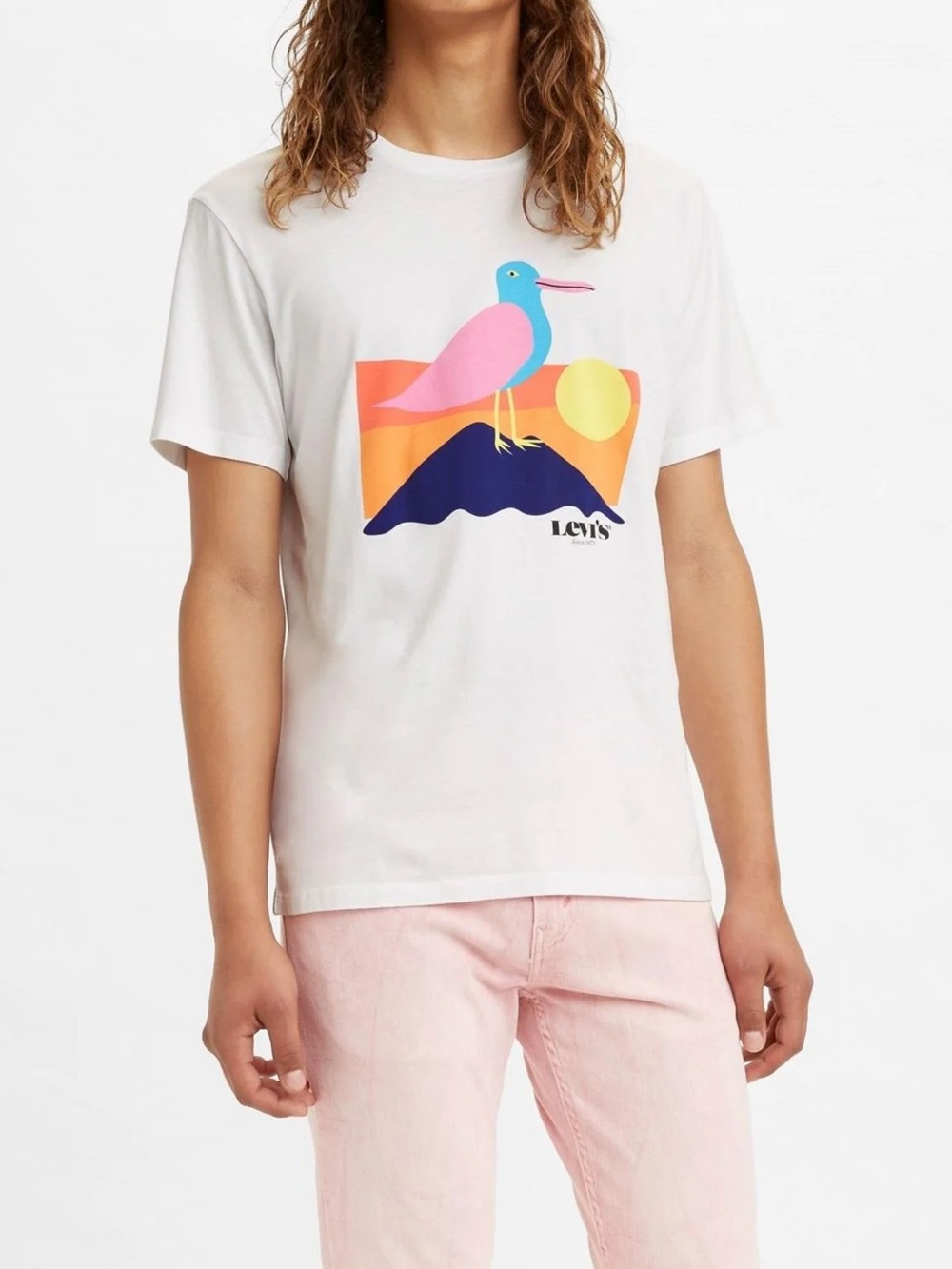 LEVI’S unisex Short Sleeve Cotton T-shirt with seagull graphic casual vacation